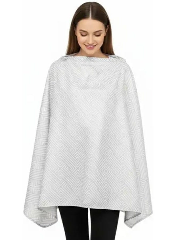 100% Cotton Breastfeeding Nursing Cover With Lace Screen Yarn, Covers Up Newborns In Public, Baby Breastfeeding Apron And Wide Privacy Feeding Hider For Moms Gift